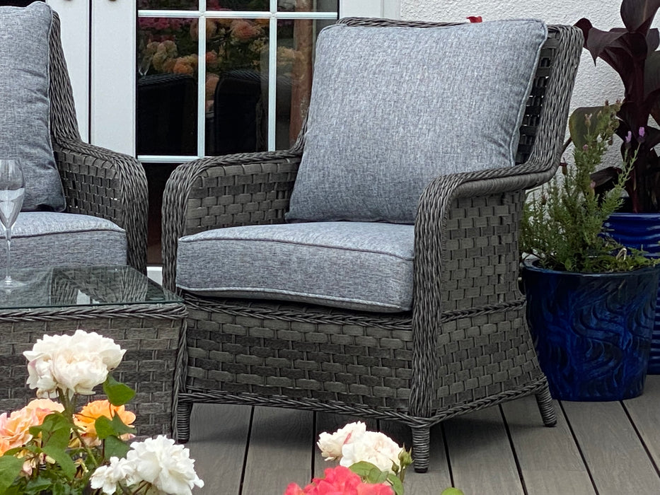 Rattan 4 seater coffee set - Dark grey