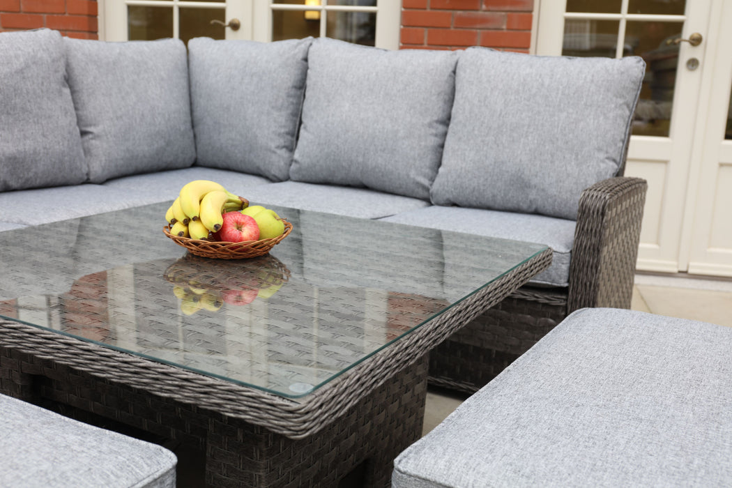 Rattan 8 seater casual set - Dark grey