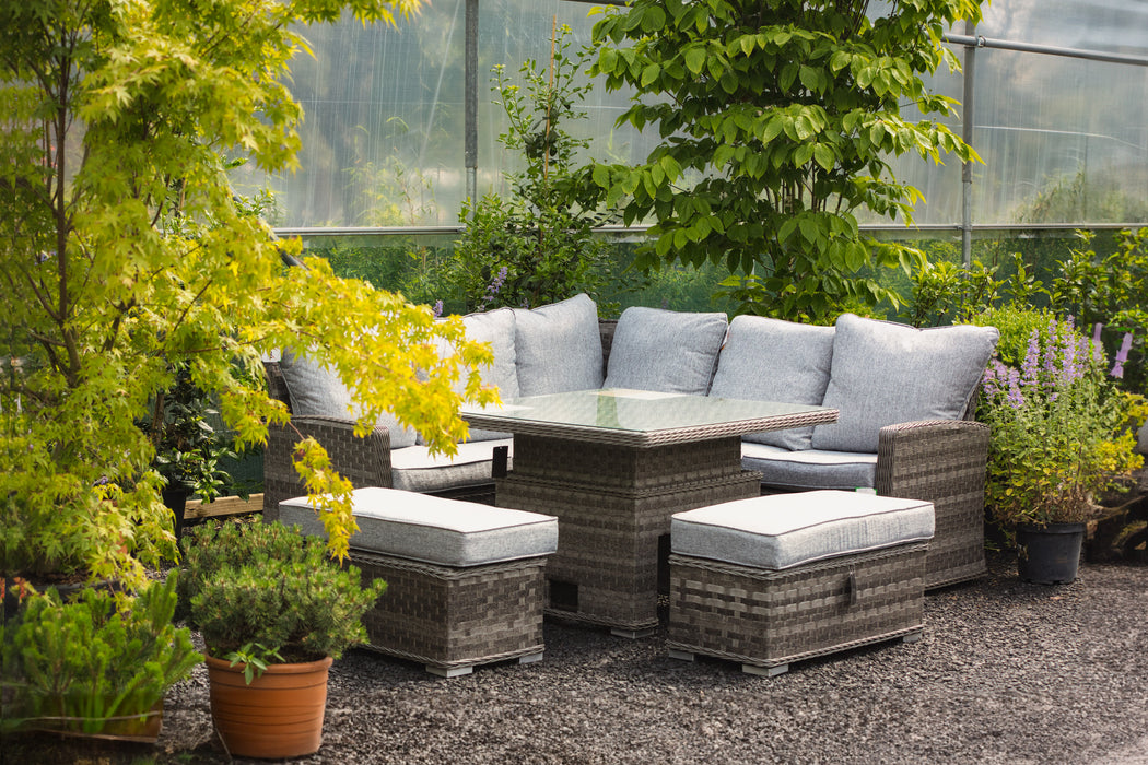 Rattan 8 seater casual set - Dark grey