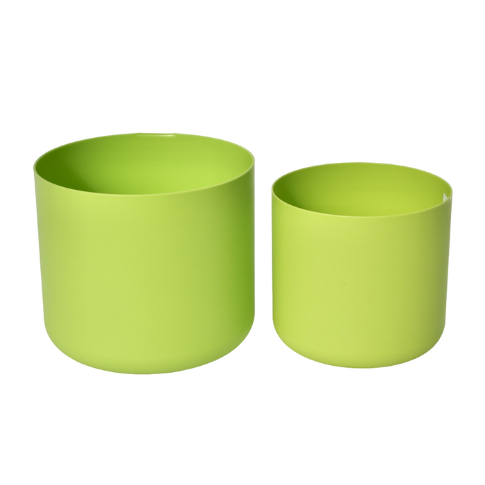 Round plastic pot green