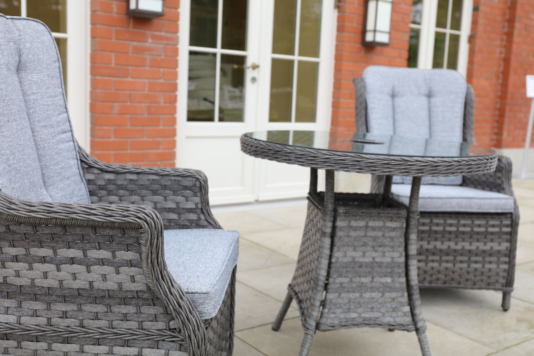 Rattan 2 seater bistro set - Dark grey