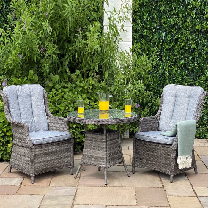 Rattan 2 seater bistro set - Dark grey